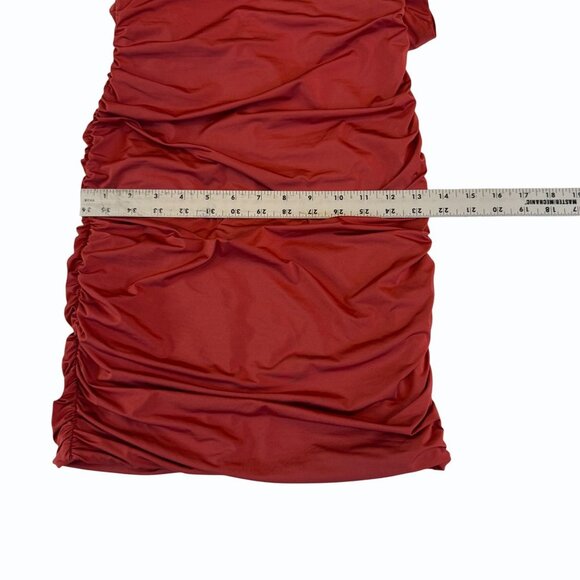 Tiger Mist Stephanie Dress Womens M Ruched Bodycon Low Back Rust Sleeveless - Picture 6 of 6